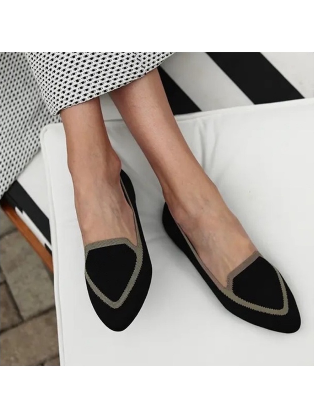 Birdies The Blackbird Ballet Flats In Jet Pointed Toe Black Cream